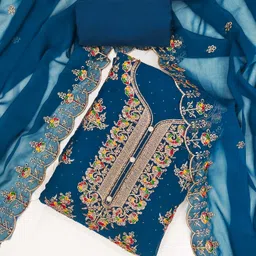 Panzora Floral Embroidered Stone Work Unstitched Dress Material-image-92