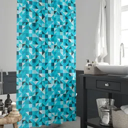 ArtzFolio Turquoise Blue & White Printed Waterproof Shower Curtain-image-40