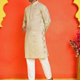 Jompers Men Embroidered Regular Sequinned Kurta with Pyjamas image 3