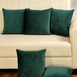 Yellow Weaves Green Set of 5 Velvet Square Cushion Covers-image-48