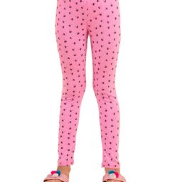 Kids Cave Full Length Floral Print Leggings - Light Pink-image-4