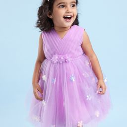 Babyhug Sleeveless Party Wear Tutu Frock Corsage & Sequin Applique - Lavender-picture-36