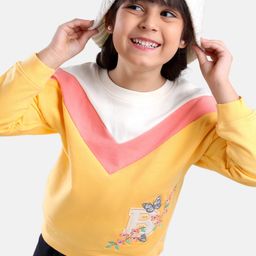 Babyhug Full Sleeves Cotton Knit Cut & Sew Sweatshirt Floral & Butterfly Embroidery - Multicolor"-image-92