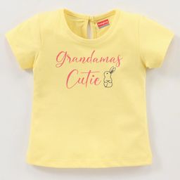 Babyhug 100% Cotton Half Sleeves Tee with Graphics - Yellow-image-92