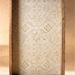Araana Home Wooden Rectangular tray with white metal sheet on top-52