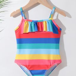 Kookie Kids Sleeveless V Cut Swimsuit with Frill Detailing -Multicolor-image-65