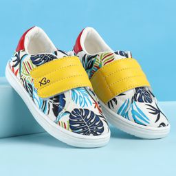 Babyoye Velcro Closure Casual Shoes with Leaf Print - Multicolor-image-39