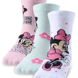 Cute Walk by Babyhug Non Terry Anti Bacterial Ankle Length Socks Disney Minnie Mouse Family Graphics Pack of 3 - Multicolour-image-58