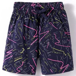 Doreme Single Jersey Knit Above Knee Length Printed Shorts - Navy Blue-image-71