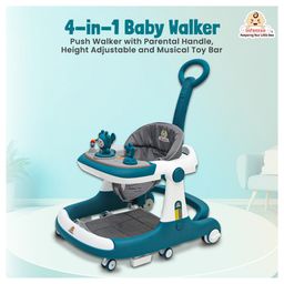 Infantso Teddy Steady 4-in-1 Baby Walker: Walker, Bouncer, Feeding Tray, & Push Toy - Adjustable Height & Speed - 6-24 Months - Green-22