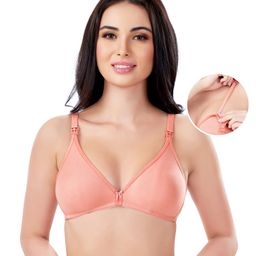 Bella Mama Maternity Non Wired Nursing Bra - Peach-image-42