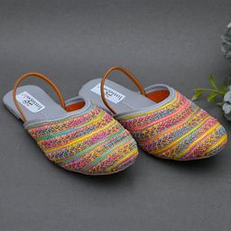 Little Palz Abstract Embroidered Mojaris - Grey & Multi Colour-image-98