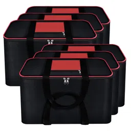 Storite Nylon 6 Pack Big Underbed Storage Bag Moisture Proof Cloth Organizer with Zippered Closure and Handle (Red, Black,Rectangular-picture-8