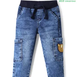 Babyoye 100% Cotton Full Length Denim Jeans With Tiger Embroidery - Blue-picture-11
