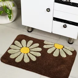 Saral Home Brown & Yellow 2200 GSM Printed Anti- Skid Bath Rugs-18