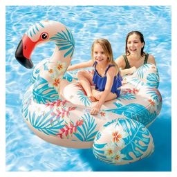 Intex Inflatable Tropical Flamingo Pool Float - Peach Blue image 2