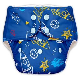 Basic Adjustable & Reusable Cloth Diapers with Dry Feel Inserts Space Print - Blue image 3