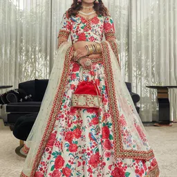 DIVASTRI Embellished Sequinned Semi-Stitched Lehenga & Unstitched Blouse With Dupatta-image-80