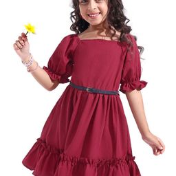 Hola Bonita Puff Sleeve Fit & Flare Dress-image-86