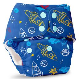 Basic Adjustable & Reusable Cloth Diapers with Dry Feel Inserts Space Print - Blue image 4