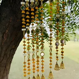 Sellplus 8 Pcs Yellow & White Pompom Toran Festive Decor Hangings-picture-19