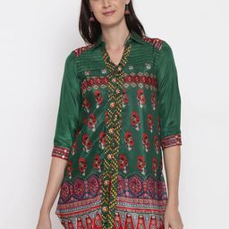 AKKRITI BY PANTALOONS Green Printed Tunic-picture-1