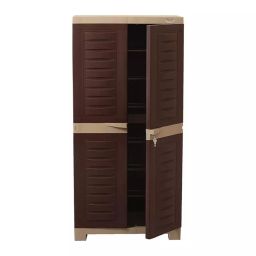 SUPREME Shoe Rack Cabinet Hinged Door 25 Pair Shoes Capacity 6 Shelves 590x1235x350 mm, Globus Brown & Dark Beige-56