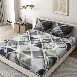 EverHOME Artisan Green Printed 210 TC Pure Cotton King Bedsheet Set 2.74cm x 2.74cm-image-9