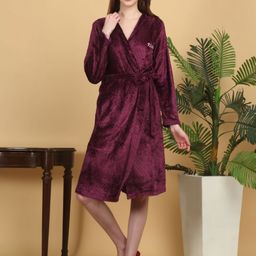 KLOTTHE Woollen Bath Robe With Belt-image-12