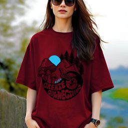 AUSK Women Printed Drop-Shoulder Sleeves Oversized Cotton T-shirt-picture-23