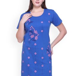 FIRST SLEEP Women Printed Oversized Pure Cotton Long T-shirt-image-99