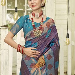 Anouk Rustic Ethnic Motifs Woven Design Zari Kanjeevaram Saree image 5