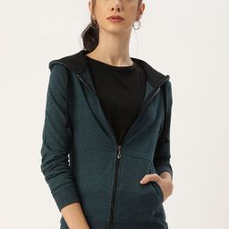 ARISE Women Teal Green Hooded Sweatshirt-image-6