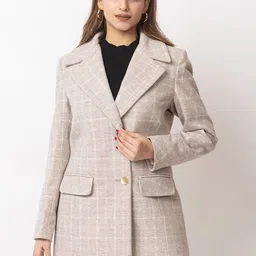 ELEVEIGHT Women Checked Single-Breasted Trench Coat-37