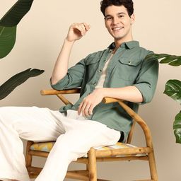 Mast & Harbour Spread Collar Cotton-Linen Casual Shirt-image-19