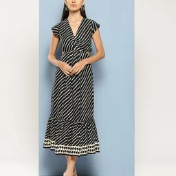 Chemistry Striped Cut-Out Detail Tiered Midi Dress-picture-6