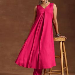 Libas Women Pleated Kurta with Trousers-image-55