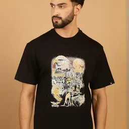 Oversized Graphic Black T-Shirt-image-93