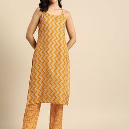 Anouk Women Chevron Striped Regular Kurta with Trousers-image-59