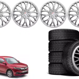 Auto Pearl ViS03 R14 35.56 cm (14 Inch) Press Type Wheel Hubcap with Retention Ring Glossy Black Red Strip Wheel Cover for Honda Amaze VX Petrol (Set of 4)-image-82