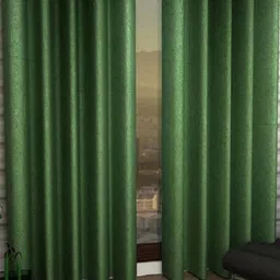 270 cm (9 ft) Polyester Semi Transparent Long Door Curtain (Pack Of 2) (Solid, Green)-image-56