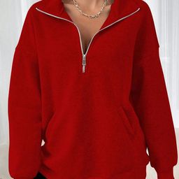 StyleCast Women Half-Zip Drop Shoulder Oversized Sweatshirt-picture-5