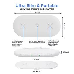 UNIGEN Unidock 3 in 1 Type C Wireless 20 W White Charging Mat Station With Adapter, UD300WT_AD image 4