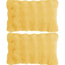 HOKIPO Yellow Set of 2 Woollen Rectangle Cushion Covers-image-60