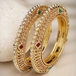 Anouk Set Of 2 Gold-Plated Kundan-Studded Traditional Bangles-picture-35