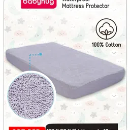 Babyhug Waterproof 100% Terry Cotton Breathable Fitted Mattress Protector Cover - Grey-picture-9