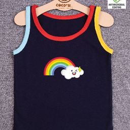 COCOON ORGANICS Sleeveless Placement Rainbow & Clouds   Printed Vest - Black-image-32