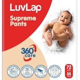 Luv Lap Diaper Supreme Pants with Aloe Vera Lotion Medium Size- 72 Pieces-96