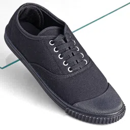Pine Kids Solid Lace Up School Shoes - Black-picture-1