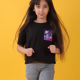 Anthrilo Half Sleeves Space Theme Printed Tee - Black-image-88